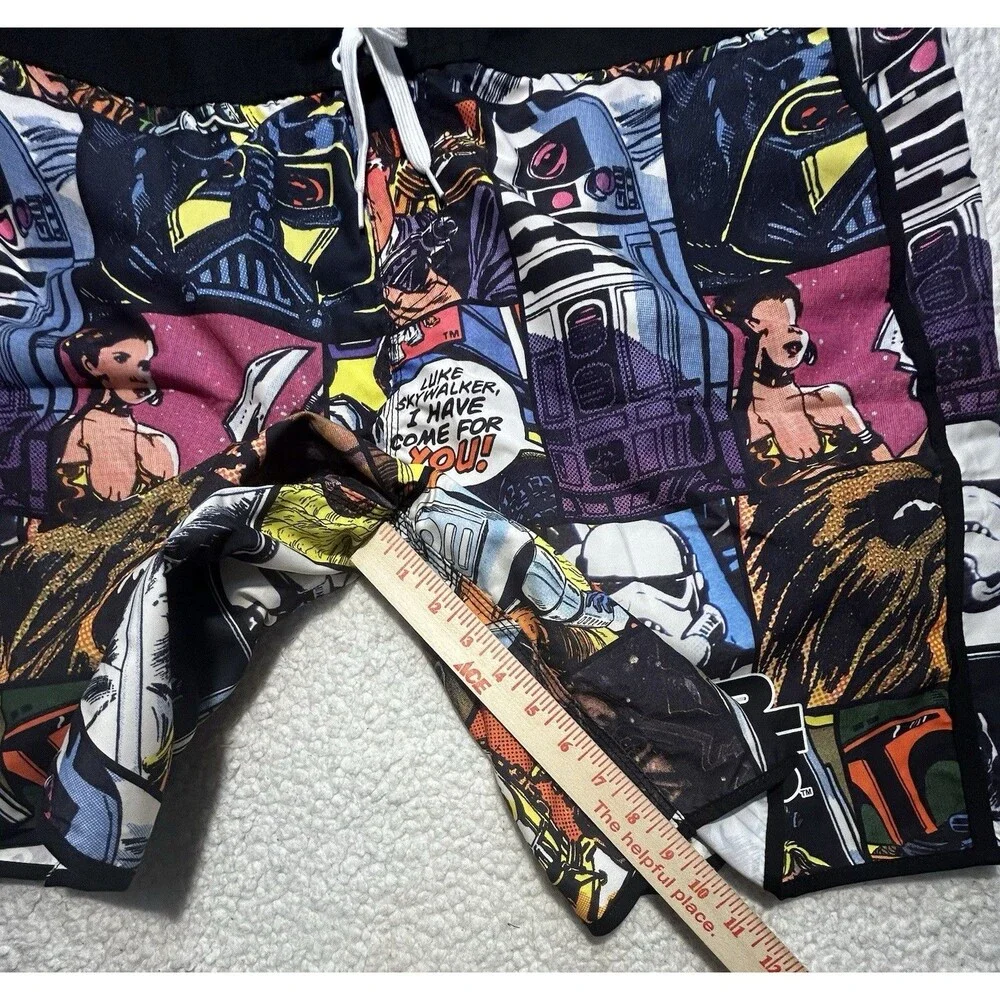 Star Wars Mens Comic Book Print Swim Trunks Board Shorts Mesh Lining 2XL